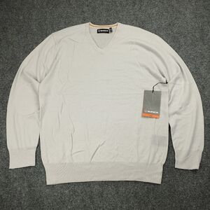 Sunice 100% Wool Sweater Mens Medium Lightweight V Neck Baselayer White NWT